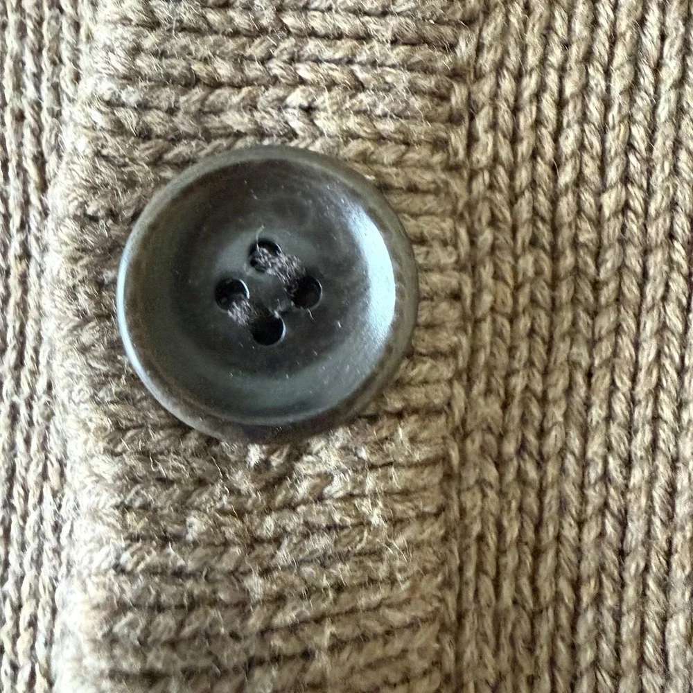 Vintage L.L. Bean Men's‎ XL Regular Grandpa Cardigan Sweater Tan 100% Cotton F/W